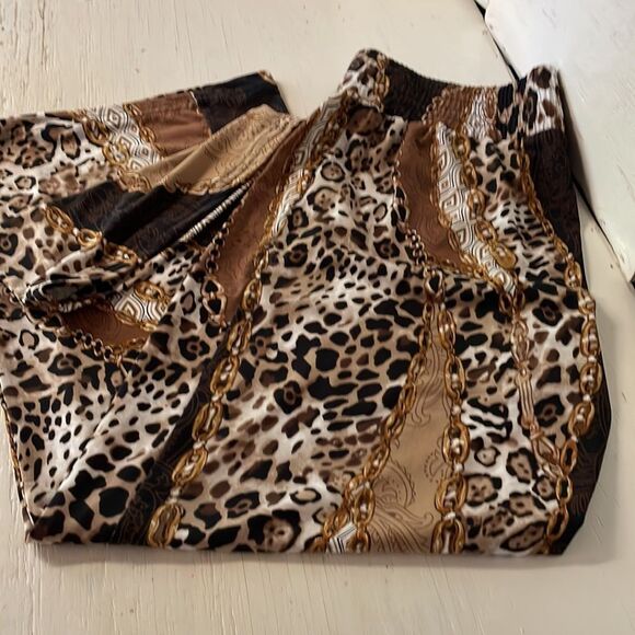 Medium Philosophy Republic pull on wide leg cheetah animal print flared pants - Picture 7 of 13